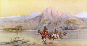Amerikanischer Indianer Werke - Überqueren des Missouri 1 1902 Charles Marion Russell Indianer